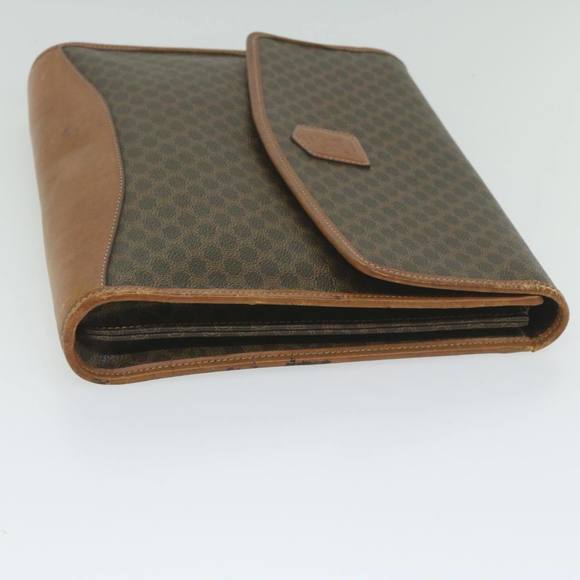 CELINE Macadam Canvas Clutch Bag PVC Leather Brown Auth 63592 - Picture 3 of 16